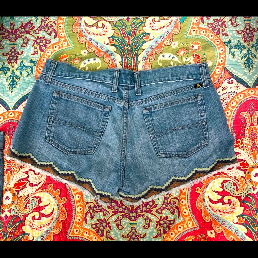 Lucky Brand Embroidered Aztec Jean Shorts